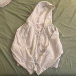 Victoria's Secret Cotton Fleece Lace-Up Hoodie in Snow Heather Photo 2