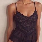 Free People NEW HAH by  Womens XS Black Skate HAHround Romper lace button accent Photo 1
