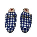 Gucci Vintage Princetown Horsebit Mules White Blue Plaid Gingham Sz 36.5 Photo 3