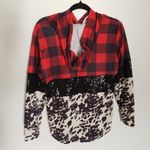 Crazy Train  Whoa Buffalo sparkle cow print hoodie size small Photo 4