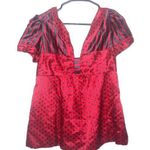 Marc Jacobs Pinup Blouse Polka Dot Stripes Red Black Silk Blend Size 8 Photo 0