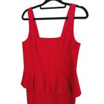 Carmen Marc Valvo Red Peplum Sheath Dress Small Photo 3