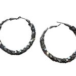 Vintage Metal Work 2” Silver Hoop Earrings Photo 9