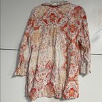 Chico's WOMENS LINEN TUNIC BLOUSE ORANGE 12/14 Photo 5