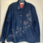 Alfred Dunner Alfred‎ Dunner Plus Size Jacket Stretch Country Denim Embroidered Floral NWOT 16 Photo 0