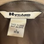 Peter Nygard Vintage  Womens L Jacket Bronze Studded Leather & Knit‎ Back Sleeves Photo 2