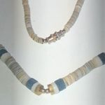 Vintage Puka Shell Gray & Blue Beaded Boho Necklace Photo 3