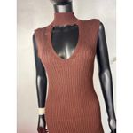 Pink Rose  Brown Ribbed Mock Neck Sleeveless Cutout Midi Dress Size S Photo 1