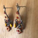 Chandelier Earrings Orange Crystals Floral Retro Photo 6