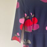 Boden Irene Ponte Dress Navy Blue Pink Red Floral Knee Length 3/4 Sleeve Preppy Photo 5