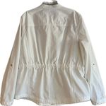 Liz Claiborne Women's Light Jacket Cinch Waist Pockets Safari White Size L Photo 1