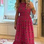 RHODE Hot Pink Marigold Flower Print Halter Style Salena Maxi Dress Size XS Photo 13