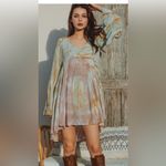Young Fabulous and Broke Tie-Dye Boho Tiered Green Brown Mini Dress Size Small Photo 1