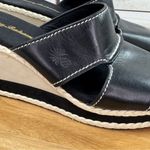 Tommy Bahama Kamala Wedge Heel Leather Slide Sandals Black White 9 Photo 6