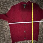 Lauren Ralph Lauren Women’s M Burgundy Wine Cotton Loose Knit Sweater Cardigan Red Size M Photo 4