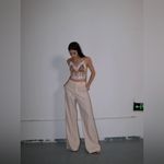 SNT Elegant Beige and White Floral Lace Top S Tan Photo 5