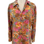 Natural Life  Twiggy Mini Shirt Dress Long Sleeve Floral Print Grey Pink Large Photo 4