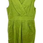 Lafayette 148 Linen Midi Dress Size 14 in‎ Bright Green V Photo 0