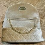 Bebe Gina Gold Chain Velvet Quilted Large Backpack Gold NWT Photo 0