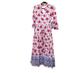 Tuckernuck Oliphant Ruffle Collar Bell Maxi Dress in Poppy Raspberry Photo 1