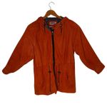 Vintage Womens Suede Leather Jacket Size 14 Plaid Lined Orange Hooded Macalister Photo 7