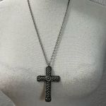 Vintage Estate Marcie USA Pewter Cross Pendant & Chain Silver Photo 4