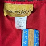 Painted Pony Red Velvet Tapestry Leaf Pattern Womens Lined Jacket Sz L Blazer Size L Photo 1