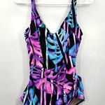 Slimsuit Purple Tropical One Piece Bathing Suit Swimwear Swimsuit Medium Size 10 Photo 0