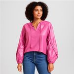 Karlie Women's Hot Pink Ruffle Sleeve Blouse Size Large Barbie Girl Vibe Photo 7