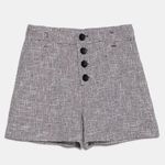 ZARA  High Waist Tweed Texture Weave Button Shorts Pink/Black Size S NEW Photo 10