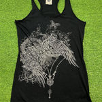 Vocal Vintage Y2K  APPAREL Tank Top LG CRYSTAL  Butterfly Distressed Punch Out Photo 0