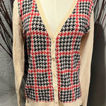 Merona 🌺 BLUE AND RED ARGYLE CARDIGAN SWEATER SIZE MEDIUM🌺 Photo 0