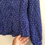 Vintage blue floral chiffon blouse Size M Photo 5