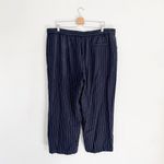 Eileen Fisher NEW  Navy Blue white Pinstripe Wide Leg Crop Trouser Pant Size XL Photo 4