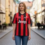 Jeep NWOT  Wrangler 4X4 Red Black Striped Jersey Top  Large Photo 1