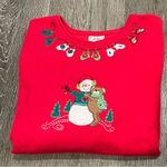 Bechamel Red Embroidered Winter Holiday Sweatshirt Women’s Size Small Photo 0