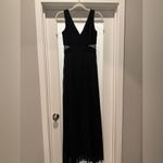XScape Black Pleated Chiffon Evening Gown – Padded Bodice, Sheer Cutouts, Size 6 Photo 2