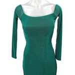 Princess Polly  Green Long Sleeve Square Knit Stretch Mini Bodycon Dress Size 4 Photo 0
