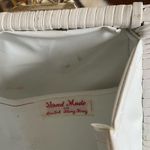 1970s vintage wicker purse handbag wooden accents leather handle Photo 7