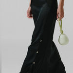 Baobab Katio Black Satin Maxi Skirt Small NWT Side Slit w/ Metal Hardware Photo 0