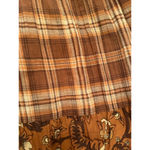 Large (Runs Big) Brand Unknown Plaid Floral Bohemian Fall Skirt Brown Size M Photo 8