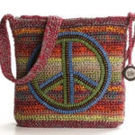 The Sak Beaded Hippie Peace Sign Crossbody Bag Purse Multicolor Photo 0