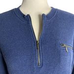 Liz Wear Vintage 90s  Quarter Zip Shirt S Blue Ribbed Knit Pocket Long Sleeves Photo 1