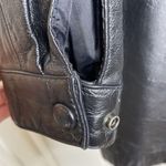 Vintage Wilson Leather Coat Black Lined Snaps Tie Waist Pockets Vents Woman L Size L Photo 5