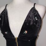 We Wore What REVOLVE Black Velvet Peplum Corset Top Embroidered Roses Size 6 Photo 2
