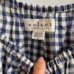 Velvet by Graham Spencer Navy White Gingham Off Shoulder Bell Sleeve Ruffle Top Blue Photo 2
