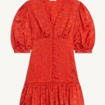 Sandro Azelie Silk-blend Red Satin-Jacquard Mini Dress Photo 15