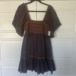 Free People NWT Easy To Love Bubble Mini Dress size medium color expresso beans Photo 2