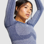 Gymshark  Crop Top Cut Out Back Size Small Athletic Thumboles Long Sleeves‎ Blue Photo 0