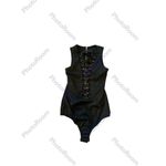 Nude apparel co black tie front bodysuit with zipper back Black Photo 1
